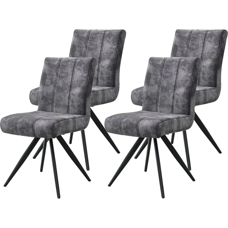 HELA Drehstuhl PORTO (Set, 4 St), 4-Fuß, 360° drehbar, Federkorb, Vintage Velvet Optik, mit Griff – Bild 1