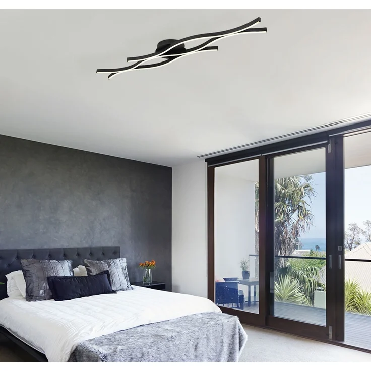 LED Deckenleuchte, gewellt, schwarz, L 108 cm – Bild 5