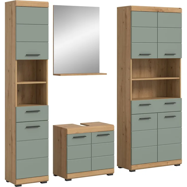 Xonox Scout Badkombination (B/H/T: 186x191x34 cm) in Salbei und Artisan Eiche Nachbildung