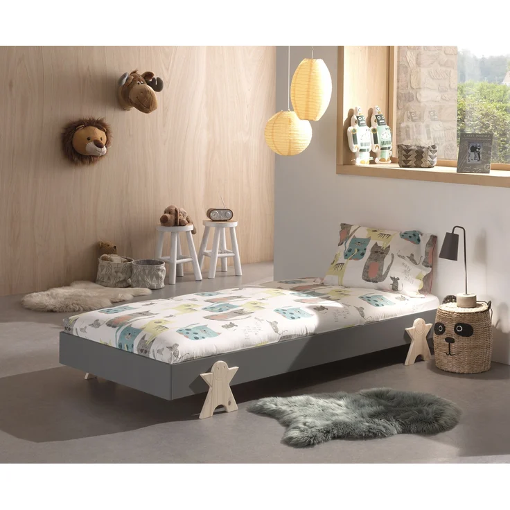 Stapelbett Karlene 204x94x28 Kinderbett MDF Grau – Bild 3