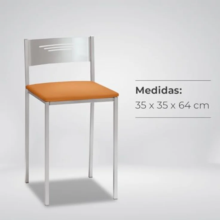 ASTIMESA Zwei Küchenhocker mit Rückenlehne Kunstleder Orange, Sitzhöhe 45 cm – Bild 7
