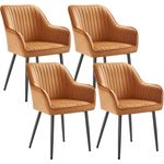 Esszimmerstuhl 4er Set, Sessel, Polsterstuhl mit Armlehnen, Metallbeine, Samtbezug, Sitzbreite 49 cm, max. 120 kg, für Arbeitszimmer, Wohnzimmer, Schlafzimmer