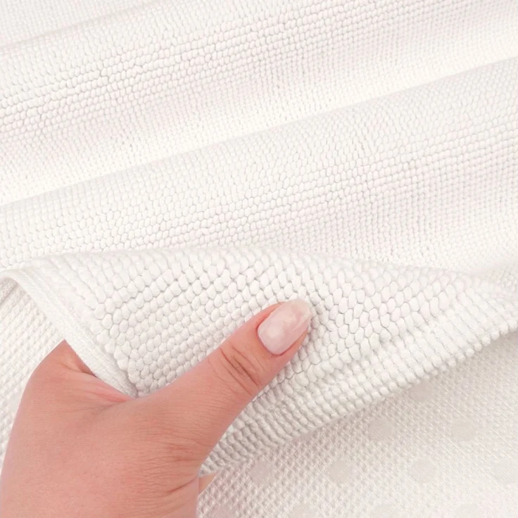 Hammetex 100% Baumwolle rutschfeste Badematte, 51x86 cm Große Badvorleger für Badezimmer, Saugfähig Schnelltrocknend Waschbar Bad Fußmatten, Creme – Bild 4