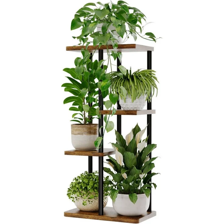 Bamworld Blumenständer Blumenschelf Pflanzenständer Pflanzenregal für mehrere Pflanzen (1 St), 4 Ebenen für 5 Töpfe, Eckpflanztisch – Maße 40 x 24 x 78 cm – Bild 5