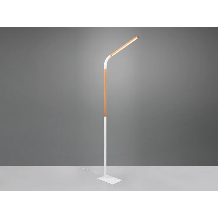 LED Stehleuchte NORRIS Weiß mit Holzelementen, Höhe 140cm – Bild 3