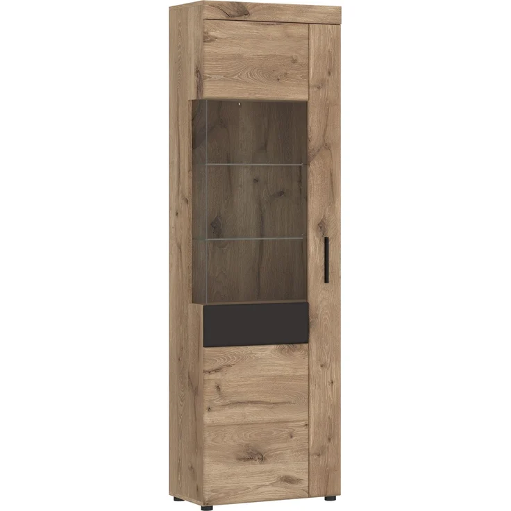 Glasvitrine >GRANO< in Viking Eiche Dekor - 58x195x37,4 (BxHxT) – Bild 1