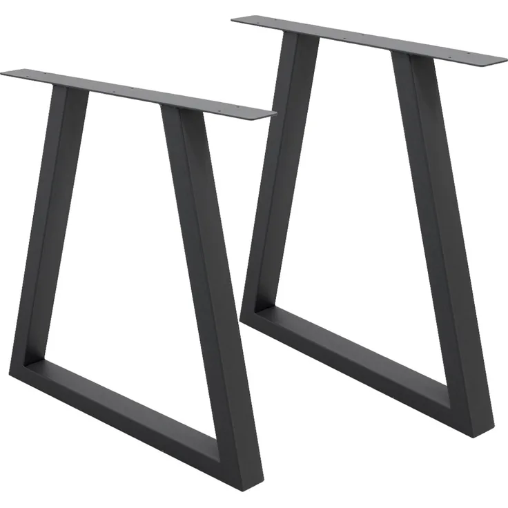 ECD Germany Tischbein 2er Set Tischfüße Trapez Design aus pulverbeschichtetem Stahl, Tischgestell H-Form 60x72 cm Anthrazit Metall Tischkufen