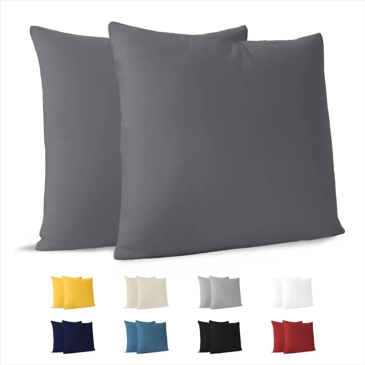 Dreamzie Kissenbezug 30x30 (Set mit 2) - 100% Jersey Baumwolle 150 g/qm Kissenbezüge -Anthrazit - Für Kissen 30x30 cm - Kissenhülle - Kissenbezug - Resistent und Hypoallergen – Bild 1