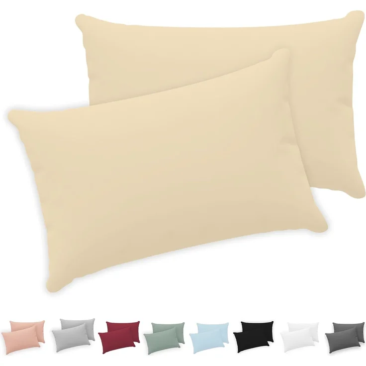 Twinzen® Kissenbezug 50x70 (2er-Set) - 100% Jersey Baumwolle 150 GSM Kissenbezüge - Beige - Für Kissenbezüge 50x70 cm - Kissenhülle - Kissenbezug mit Reißverschluss - Oeko-Tex Zertifiziert – Bild 1