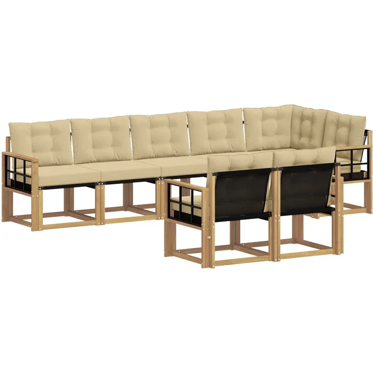 vidaXL Outdoor-Sofagarnitur 8 stk. Weiß und Beige 3389603 – Bild 2