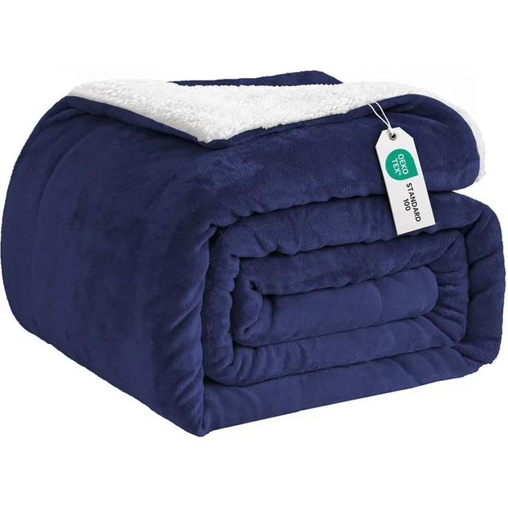 Wohndecke Sherpa-Fleece-Wohndecke, wendbar, kuschelig, warm, Grau, Einzelbett, Good Nite, Kuscheldecke, Polyester, für Zuhause und Reisen, grau, blau, schwarz