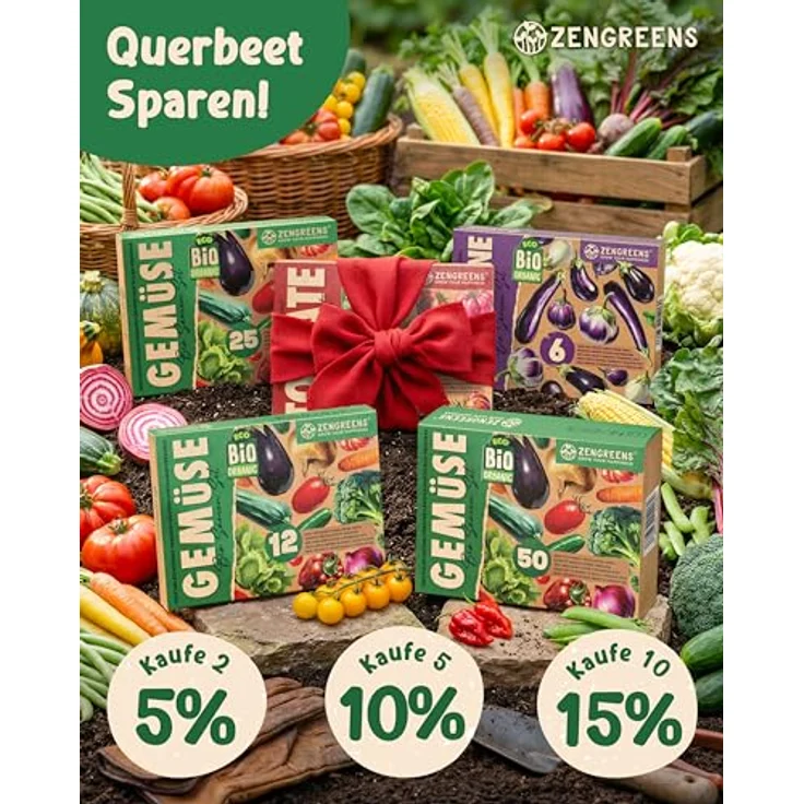ZenGreens® - Bio Gemüsesamen im 25er Set - 25 Gemüse Samen für den einfachen Anbau im Garten, Balkon oder Hochbeet - Pflanzensamen - Saatgut – Bild 10