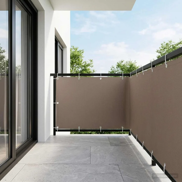 vidaXL Balkon-Sichtschutz 1,2 x 15 m Stoff mit PU-Beschichtung Taupe 42036763 – Bild 3