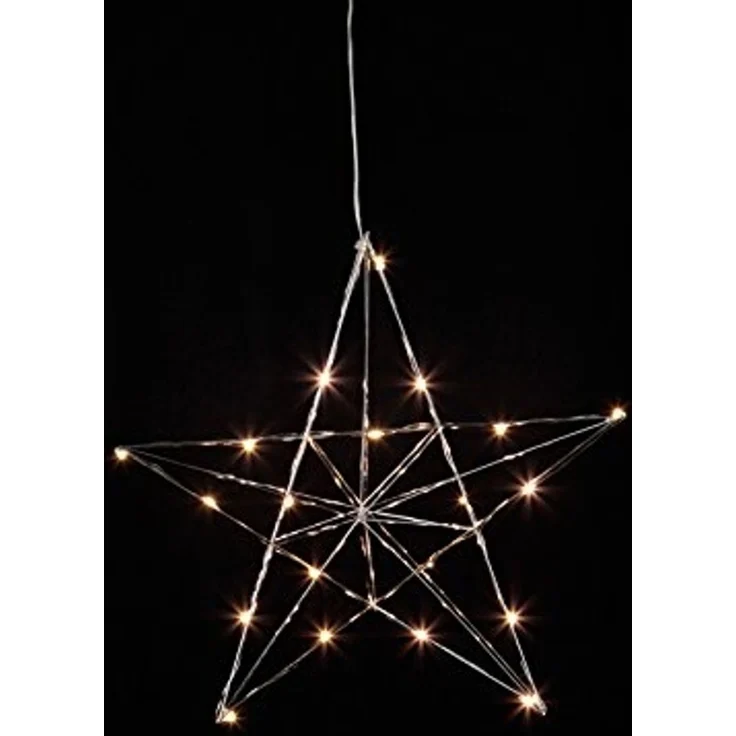 EGLO LED Weihnachtsdeko mit Dekostern zum Aufhängen, Hängedekoration Weihnachten mit Timer, Fenster Weihnachtsstern hängend aus Metall in Chrom, warmweiß – Bild 2