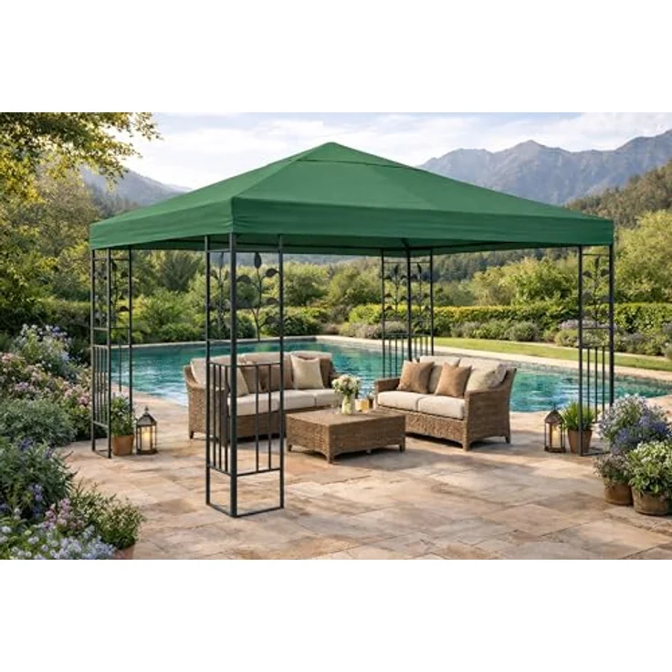 QUICK STAR Ersatzdach für Rank Pavillon 3x3m, grüner Bezug mit Dachlüftung, 100% Polyester 260g/m² – Bild 4
