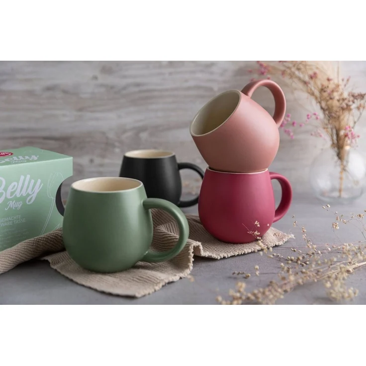Sallys Tasse Belly Mug, handgemacht aus 400 ml, langer Wärmespeicher durch 100 % Steingut – Bild 2