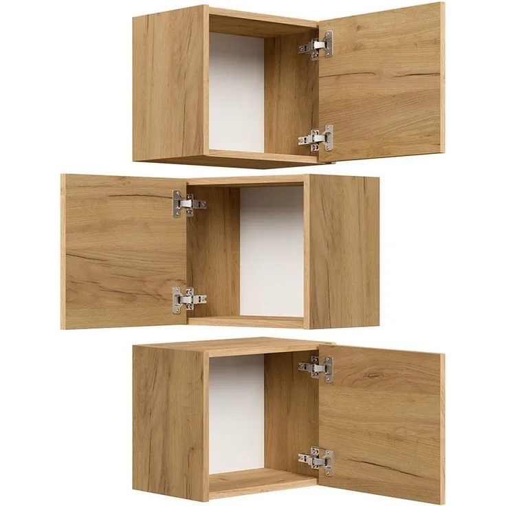 Lomadox Hängeschrank LIVIGNO-02 3er Set, Eiche