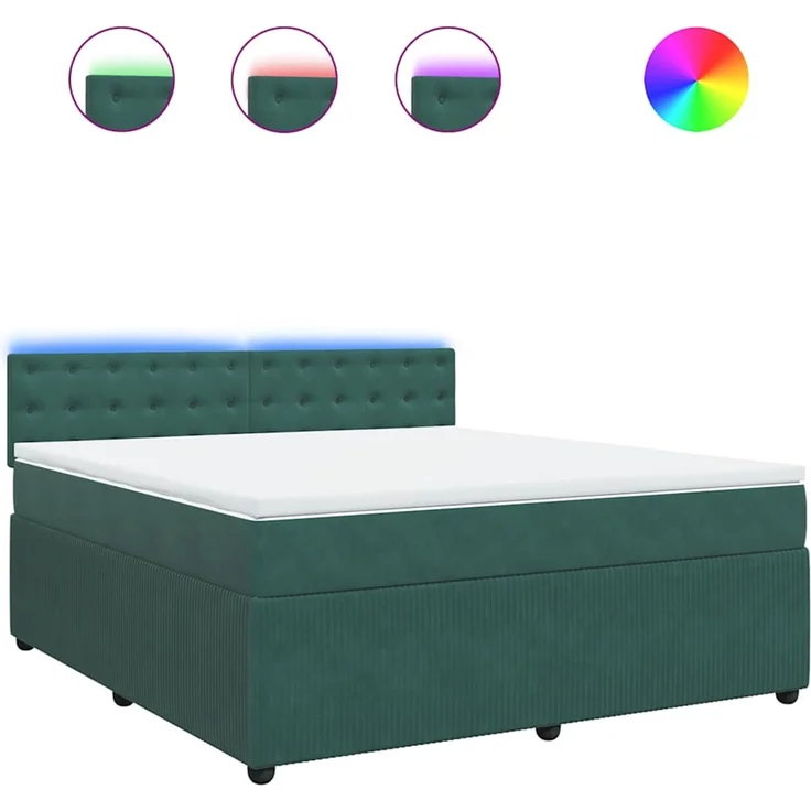 vidaXL Boxspringbett mit Matratze Dunkelgrün 180x200 cm Samt 3290121 – Bild 2