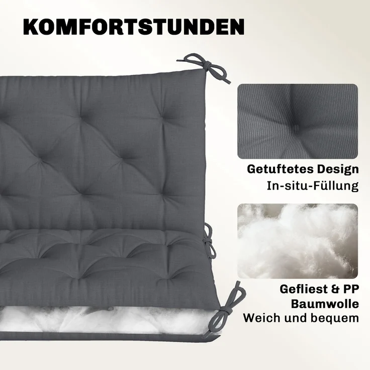 Outsunny Bankauflage, Polyester, Schaumstoff, Dunkelgrau, 98L x 100B x 8T cm – Bild 5