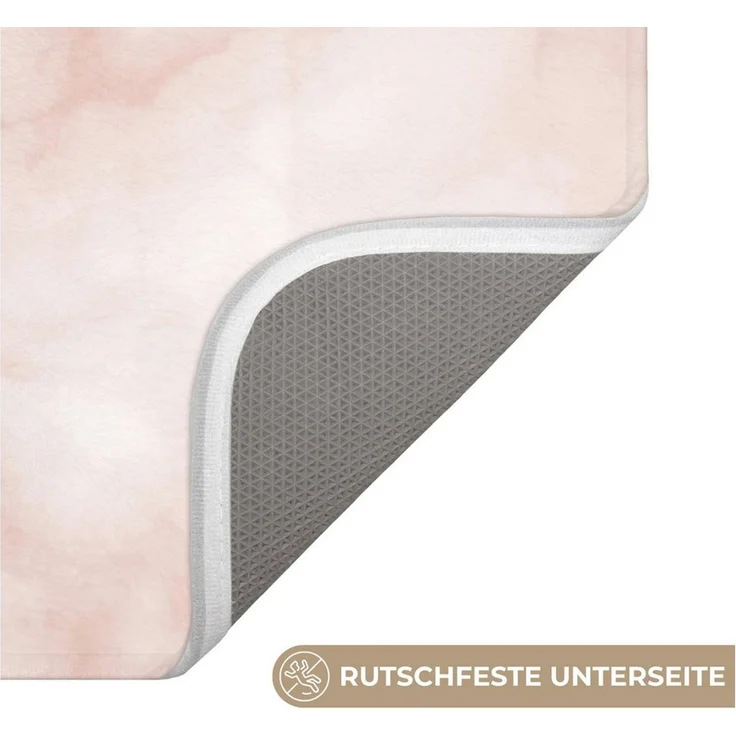 OnlyWow WC-Vorleger Rosa - Marmor - Creme, Höhe 10 mm, Polyester, U-Form, Vorleger mit Ausschnitt, Toilettenvorleger, Toilettenteppich – Bild 3