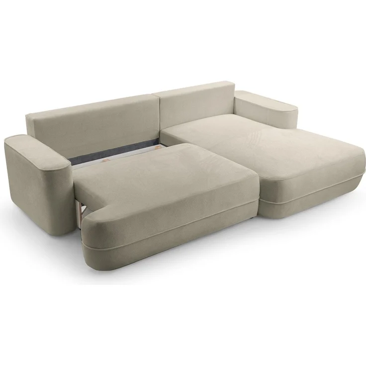 Selsey 'Fuerro' Ecksofa mit Schlaffunktion, Bettkasten, Ottomane rechts, Strukturstoff wasserabweisend, Hellbraun – Bild 6