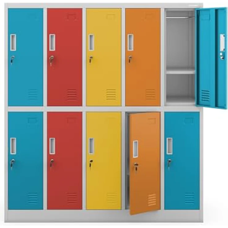 Jan Nowak Schließfachschrank Metall 10 Fächer Schulschrank 150x136x45 cm | Wertfachschrank, Garderobenschrank, Stahlspind abschließbar, pulverbeschichtet, für Schule, Kindergarten, Umkleide – Bild 5