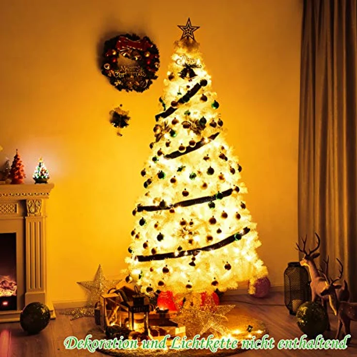 COSTWAY Künstlicher Weihnachtsbaum, 210cm, 950 PVC Nadeln, mit Metallständer – Bild 5