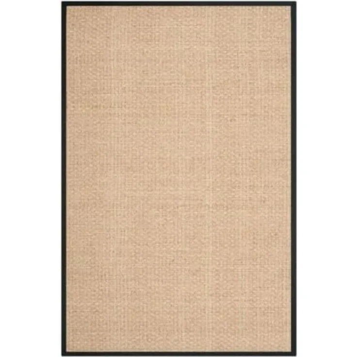 SAFAVIEH Naturfaser Teppich für Wohnzimmer, Esszimmer, Schlafzimmer - Natural Fiber Collection, Kurzer Flor, Natürlich und Schwarz, 91 X 152 cm
