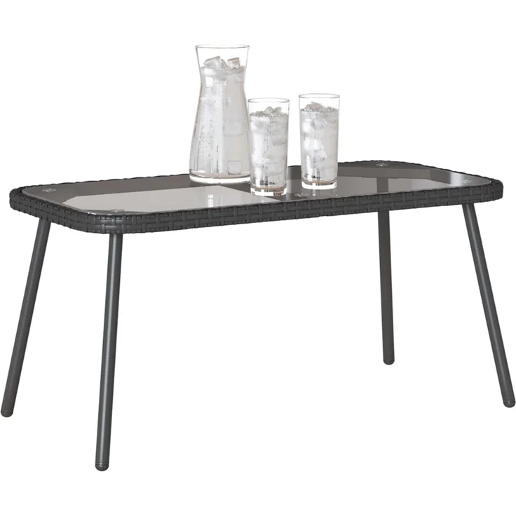 vidaXL Couchtisch Schwarz 90 x 45 x 43 cm Poly-Rattan 4108267 – Bild 2