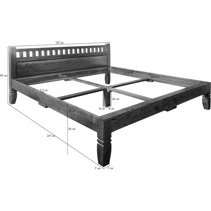 Bett Akazie 120x200x90 honig lackiert OXFORD #220 – Bild 8