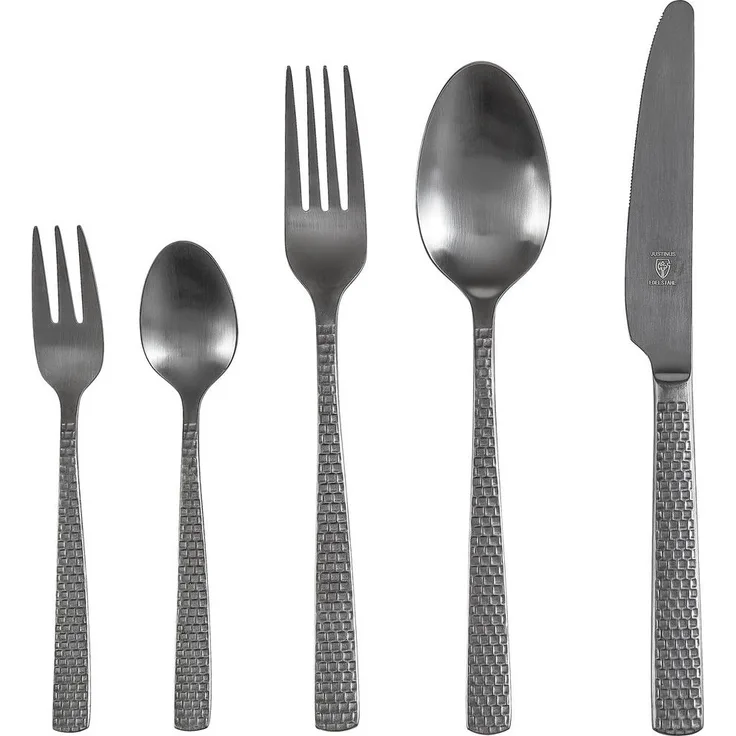 Justinus Besteckset Sunset, 30-teiliges metallisches Besteckset in Schwarz für Essen & Trinken