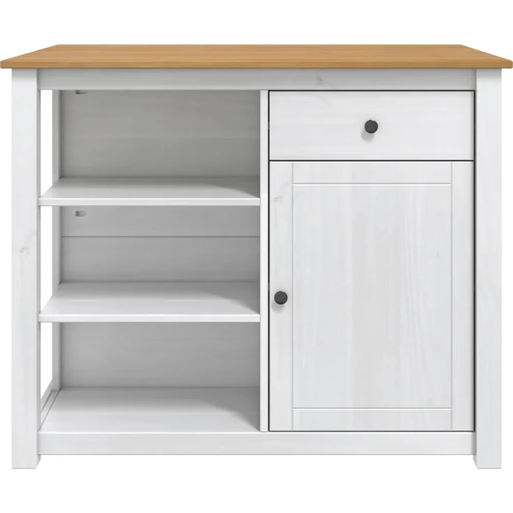 vidaXL Küchentrolley PANAMA 2 pcs Weiß und Honigwachs 112 x 77 x 90 cm 3425391 – Bild 5