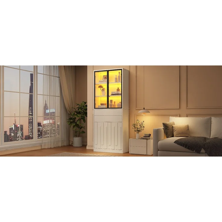 ZUBALIYA Schrank 70x34 cm mit LED-Beleuchtung mit Schubladen in Weiß, ideale Lösung für kleine Räume, robuste Verarbeitung, langlebige Materialien, einfache Selbstmontage – Bild 17