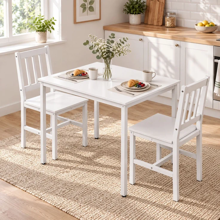 HOMCOM Essgruppe, MDF, Kohlenstoffstahl, Weiß, 80 x 60 x 75 cm – Bild 9