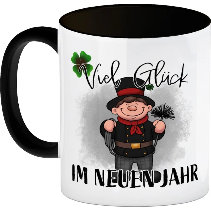 speecheese Tasse Viel Glück Kaffeebecher mit Schornsteinfeger – Bild 2