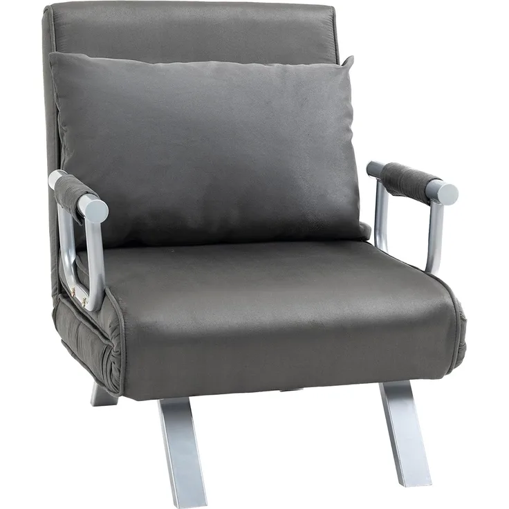 HOMCOM Sessel mit Armlehne, 3-in-1 Gästebett, Klappmatratze, Klappbett (Schlafsessel, 1-St, Schlafsofa), für Wohnzimmer, Hellgrau