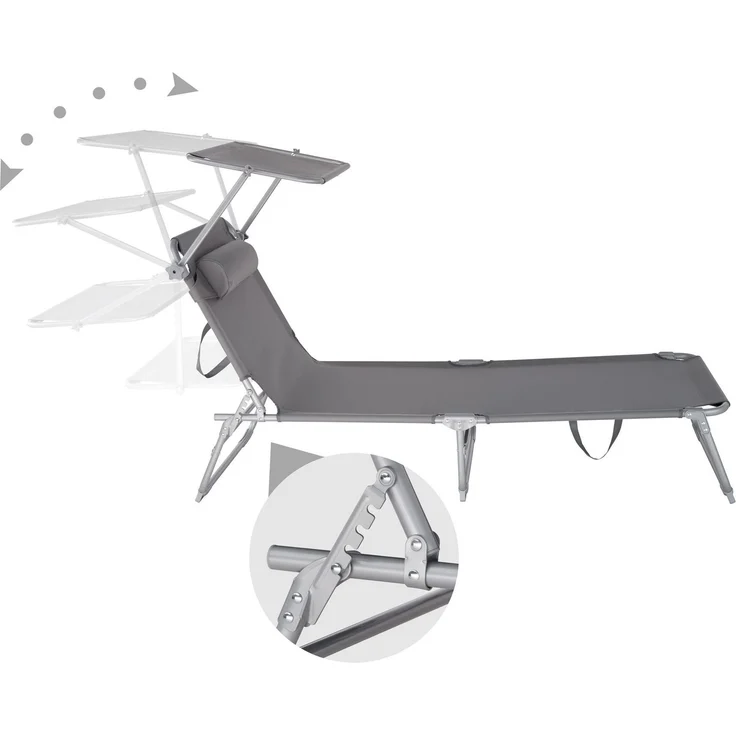 tectake Gartenliege Sonnenliege 4-stufig mit Kopfpolster, 1, 1 St, 1tlg, klappbar – Bild 5
