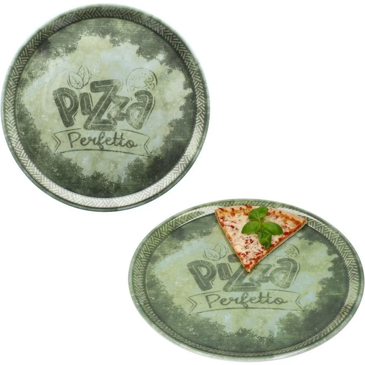 MamboCat Pizzateller 2x Perfetto Pizzateller Grün Ø 31,5 cm 2 Personen Porzellan Pizza – Bild 5