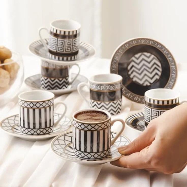 Karaca Kaffeeservice Karaca Helenistik für 6 Personen Kaffeetasse, 80 ml, Porzellan – Bild 6