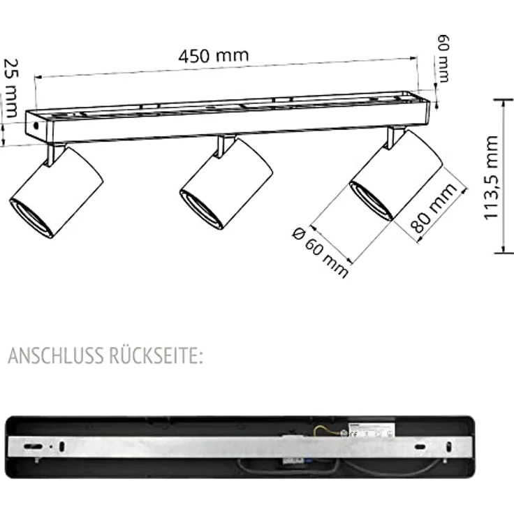 linovum LED Aufbaustrahler TENJO Deckenstrahler 3 flammig schwarz Spots drehbar & schwenkbar, Leuchtmittel nicht inklusive – Bild 8