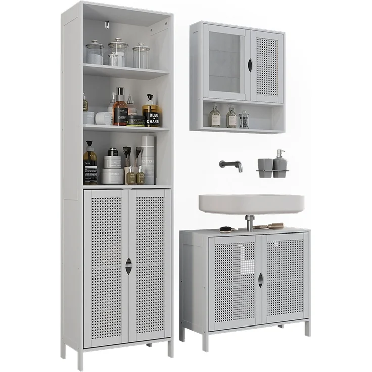 Badmöbel-Set Liora Weiß 3-teilig Vicco – Bild 5