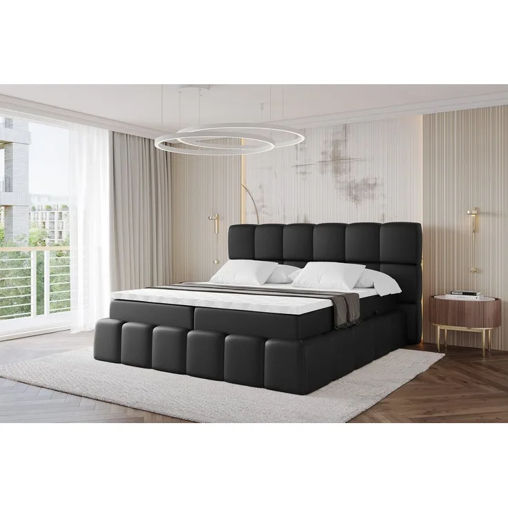 ALTDECOR Boxspringbett AURI (Multipocket-Matratze H4, H3 Matratze Bonellfederung, Topper, Kopfteil)