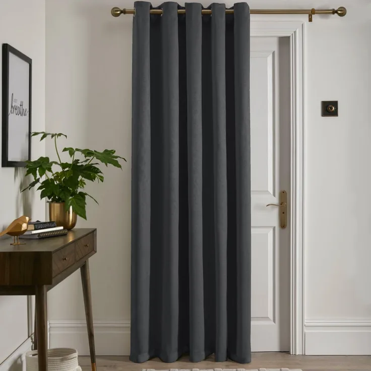 Fusion - Anthrazitgrauer Einzelvorhang B 168 x L 214 cm – 1 x Paneel – Ösenvorhang in Anthrazit – Thermovorhang für Schlafzimmer/Wohnzimmer – Vorhang & Vorhang – Türvorhang – Kollektion Strata