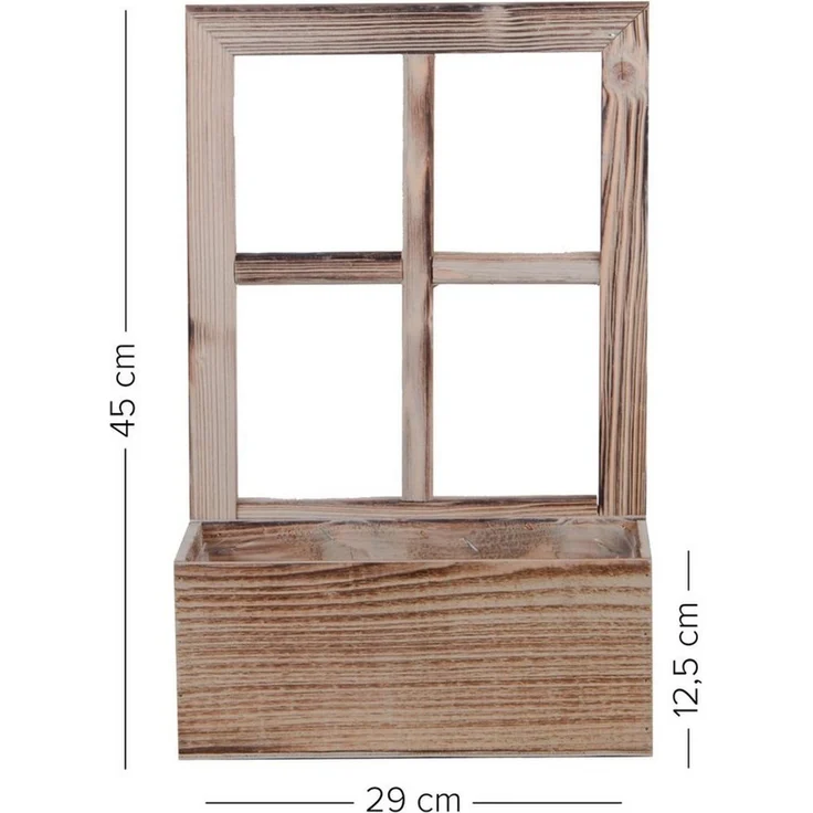 UNUS HOME Blumenkasten Deko Holzfenster mit Pflanzbank 2er Set – Bild 3