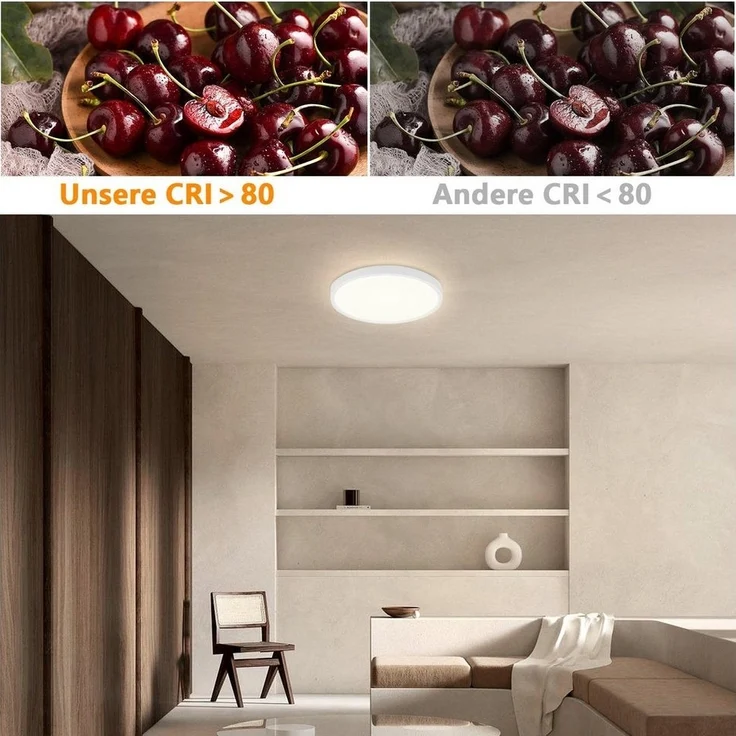 Nettlife LED Panel Neutralweiß Ø22cm Schlafzimmer Deckenbeleuchtung, LED fest integriert, Neutralweiß, für Schlafzimmer Küche Flur – Bild 2
