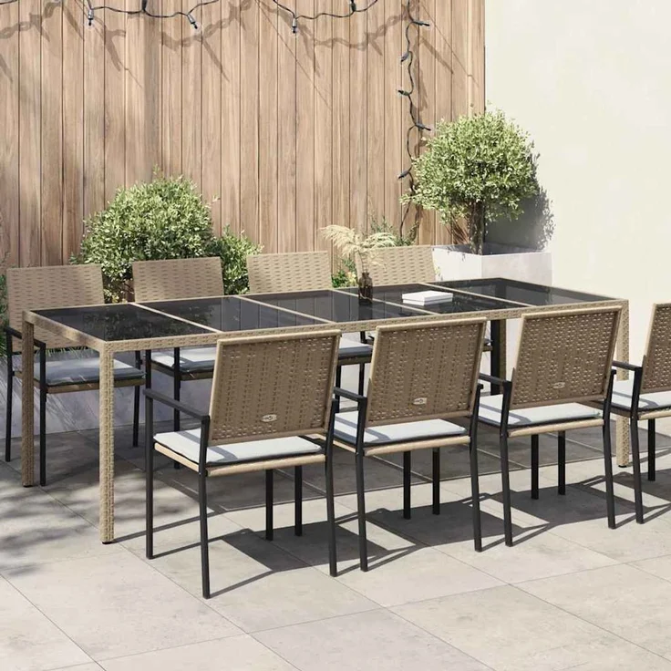 vidaXL Gartentisch Beige 250 x 100 x 75 cm Poly-Rattan 362557 – Bild 1