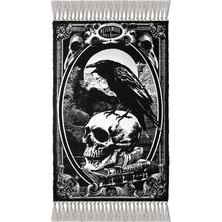 Figuren Shop GmbH Teppich Teppich Totenkopf - Poes Rabe - „Poes Raven – Nevermore“ - Alchemy, Höhe: 52 mm