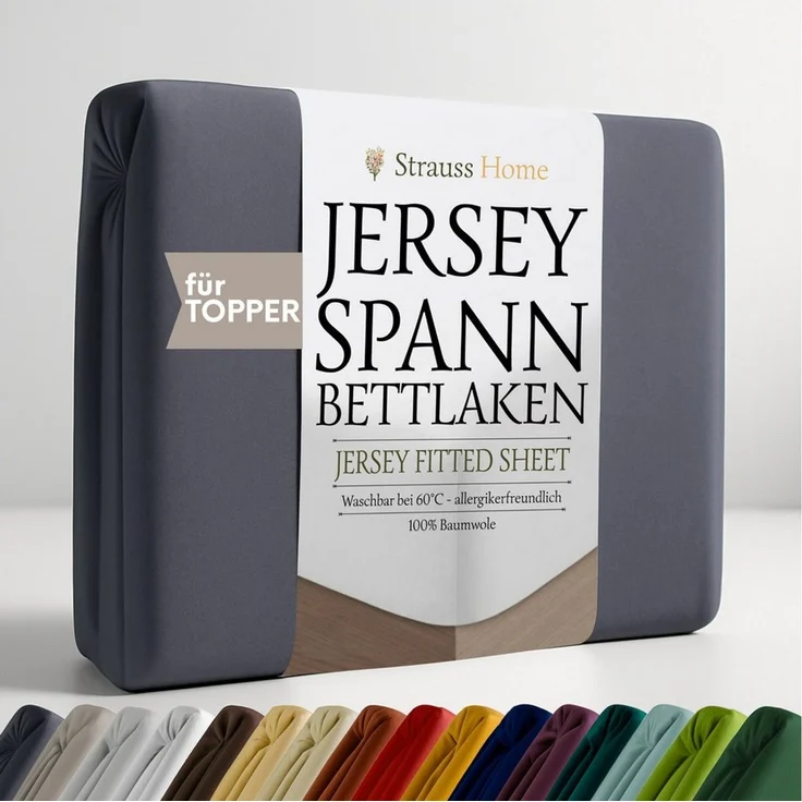 Strauss Home Spannbettlaken Premium Topper Spannbettlaken 150GSM für Matratzen-Topper 10cm Höhe, Gummizug: Rundumgummi, für Topper mit einer Höhe von 10cm, OEKO-TEX zertifiziert – Bild 1
