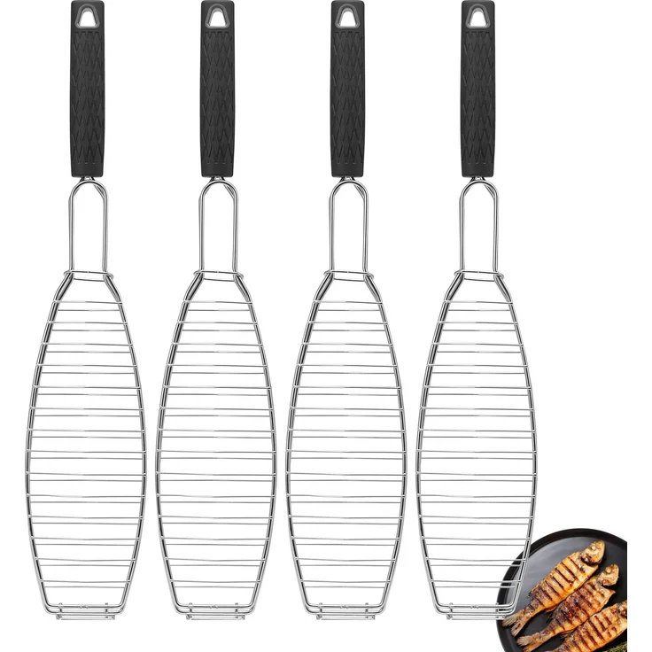Fisch-Grillhalter 4er Set Fischhalter, Fischgriller, Fischbräter – Bild 1