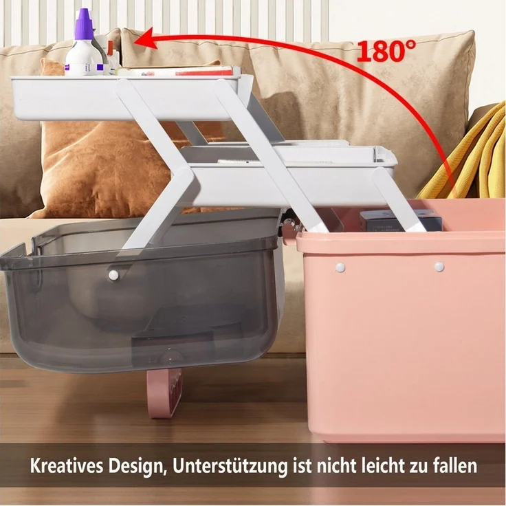 Zedelmaier Aufbewahrungsbox Medikamenten Aufbewahrung Medizinbox Apothekenbox HausapothekeBox Groß (YX1004), Tragbar, Kindersicherung, 3 Treppenabteile – Bild 2